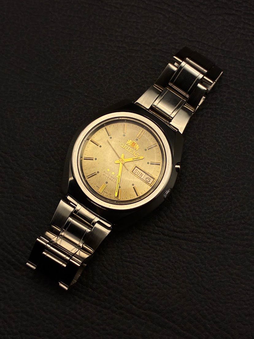 Orient 3 Estrelas Champanhe - Detalhe Dial